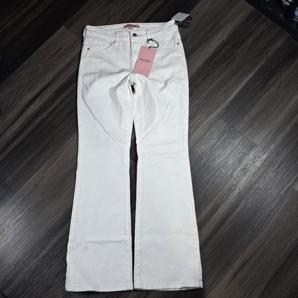 Juicy Couture Jeans Womens 5/27 White Denim Flare Leg Stretch Pants NWT